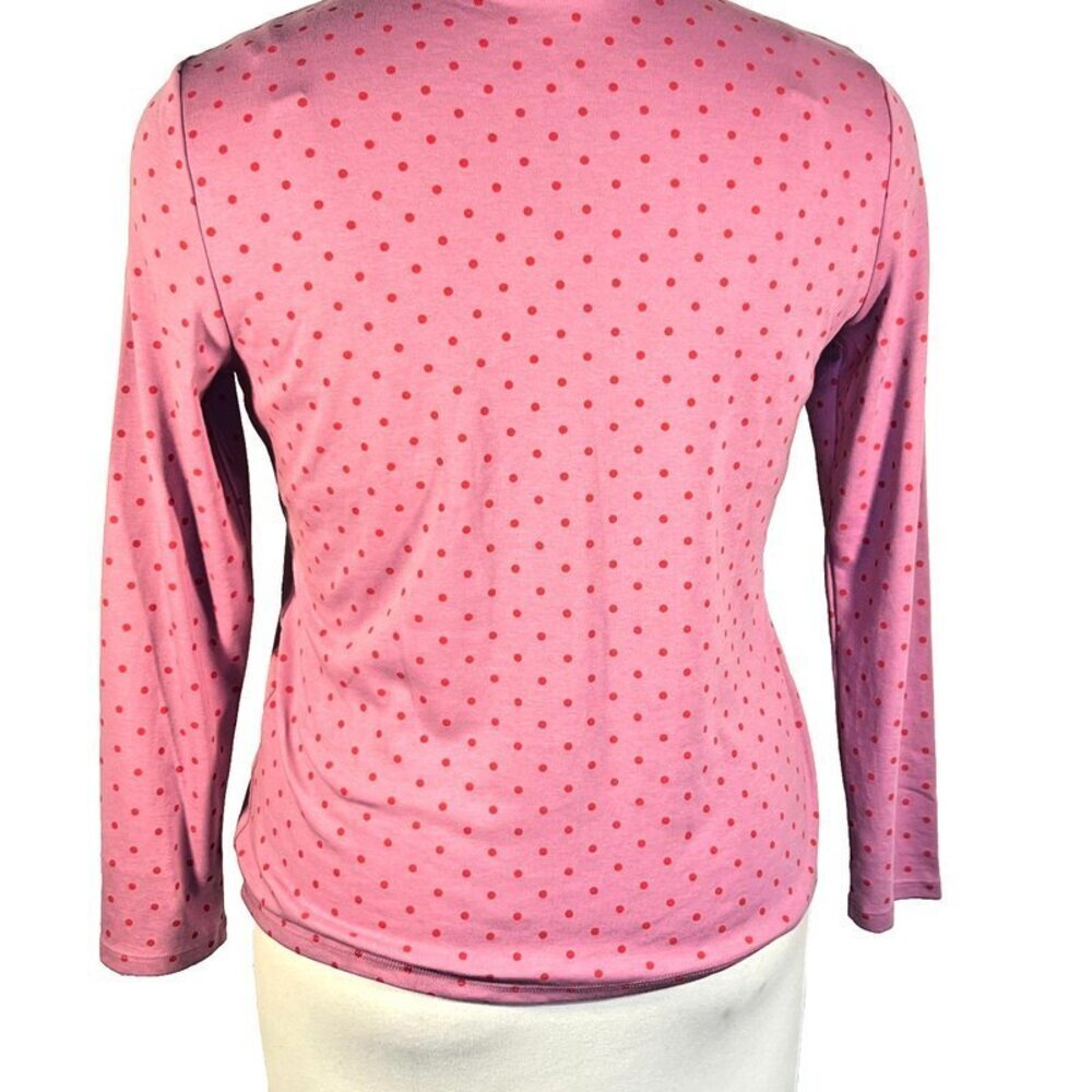 Style & Co Long Sleeve Tee Shirt Women's XL Dusty Pink Red Polka Dots Scoop Neck - Picture 5 of 12